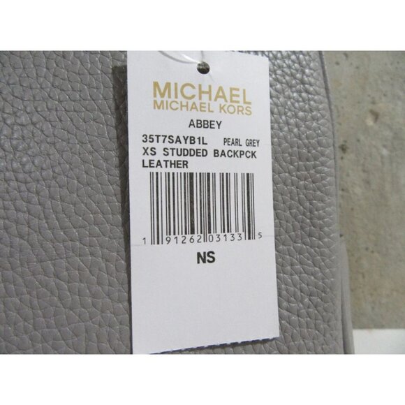 Michael Kors Abbey XS X-Small Pebbled Leather Studded Backpack Pearl Grey NWT - Picture 3 of 8